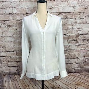 Tell Tale White  Womens Button Up White Top Career Casual Campus Top Siz…